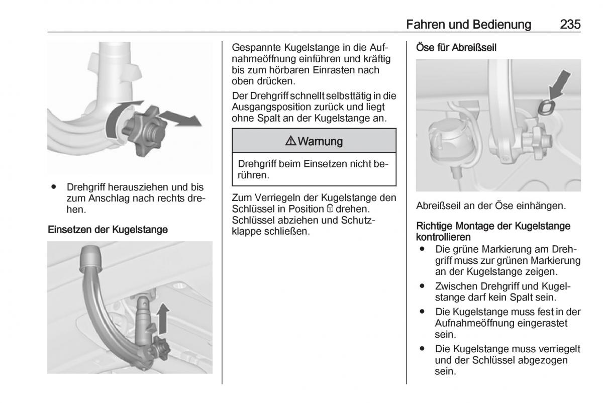 Opel Zafira C Tourer Handbuch / page 237