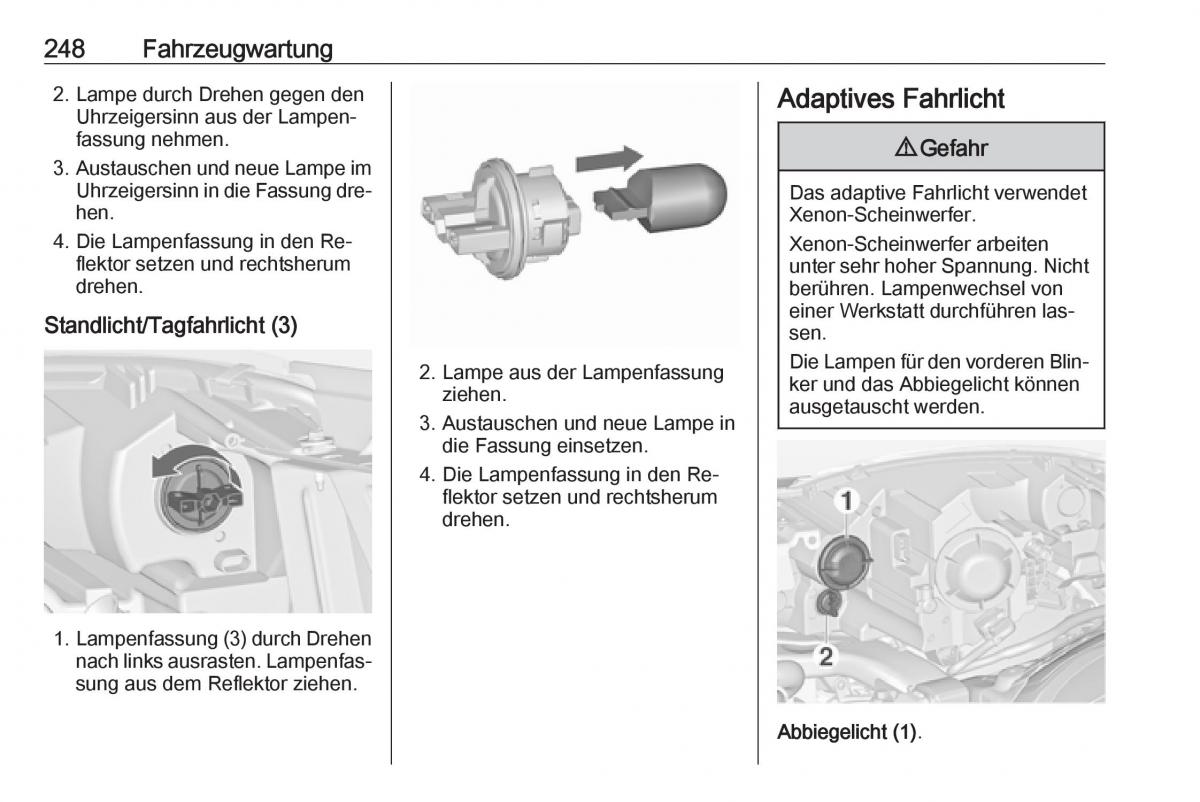 Opel Zafira C Tourer Handbuch / page 250