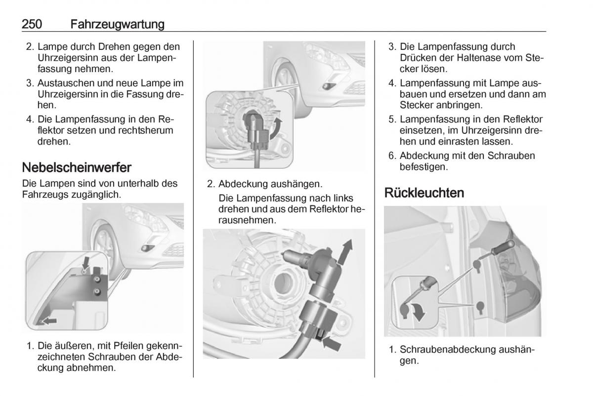 Opel Zafira C Tourer Handbuch / page 252