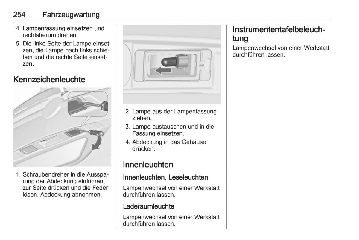 Opel Zafira C Tourer Handbuch / page 256