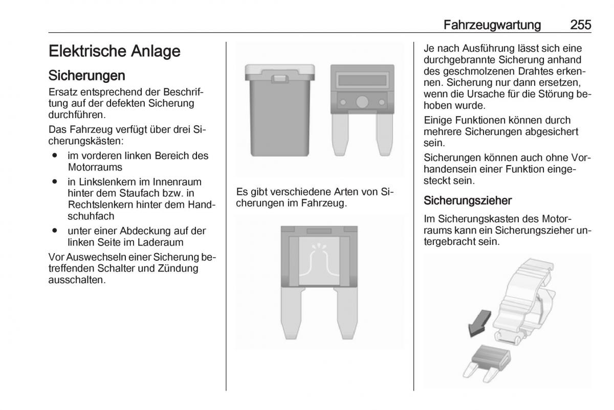 Opel Zafira C Tourer Handbuch / page 257