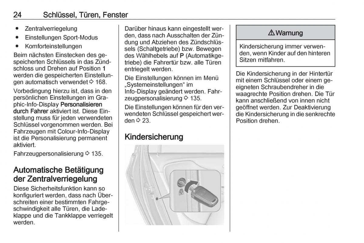 Opel Zafira C Tourer Handbuch / page 26