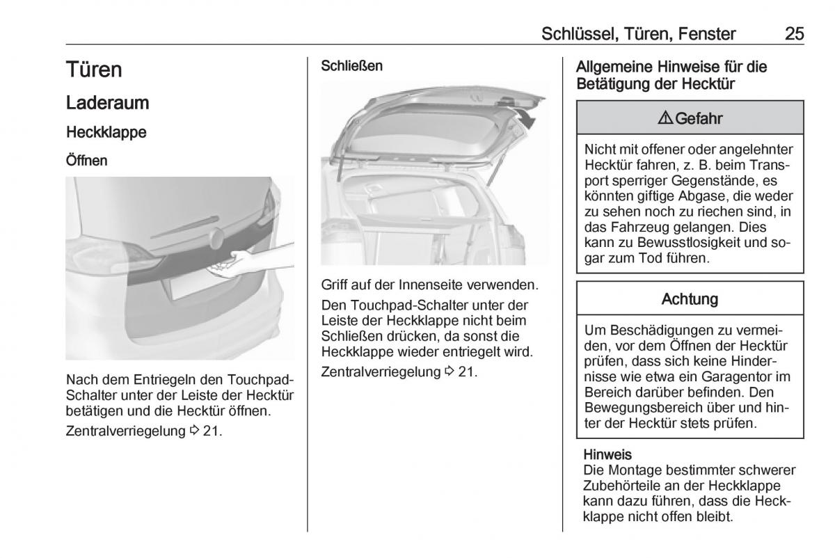 Opel Zafira C Tourer Handbuch / page 27