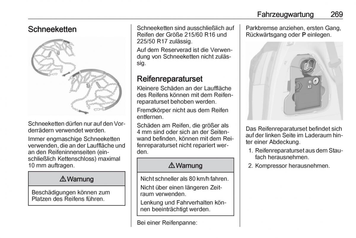 Opel Zafira C Tourer Handbuch / page 271