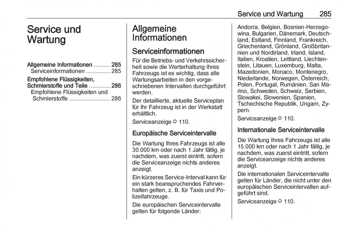 Opel Zafira C Tourer Handbuch / page 287