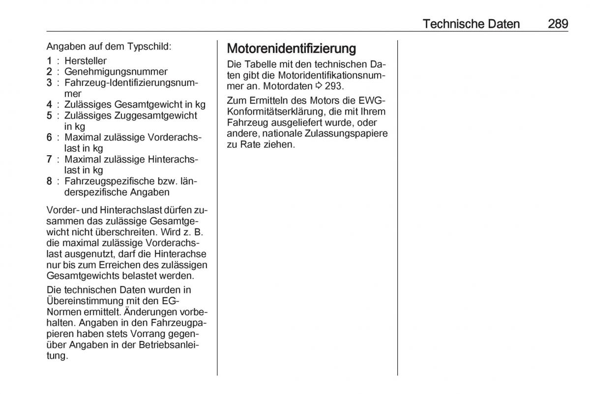 Opel Zafira C Tourer Handbuch / page 291