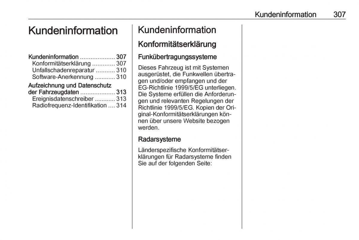 Opel Zafira C Tourer Handbuch / page 309