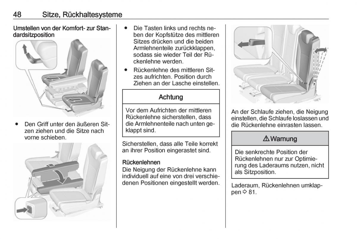 Opel Zafira C Tourer Handbuch / page 50