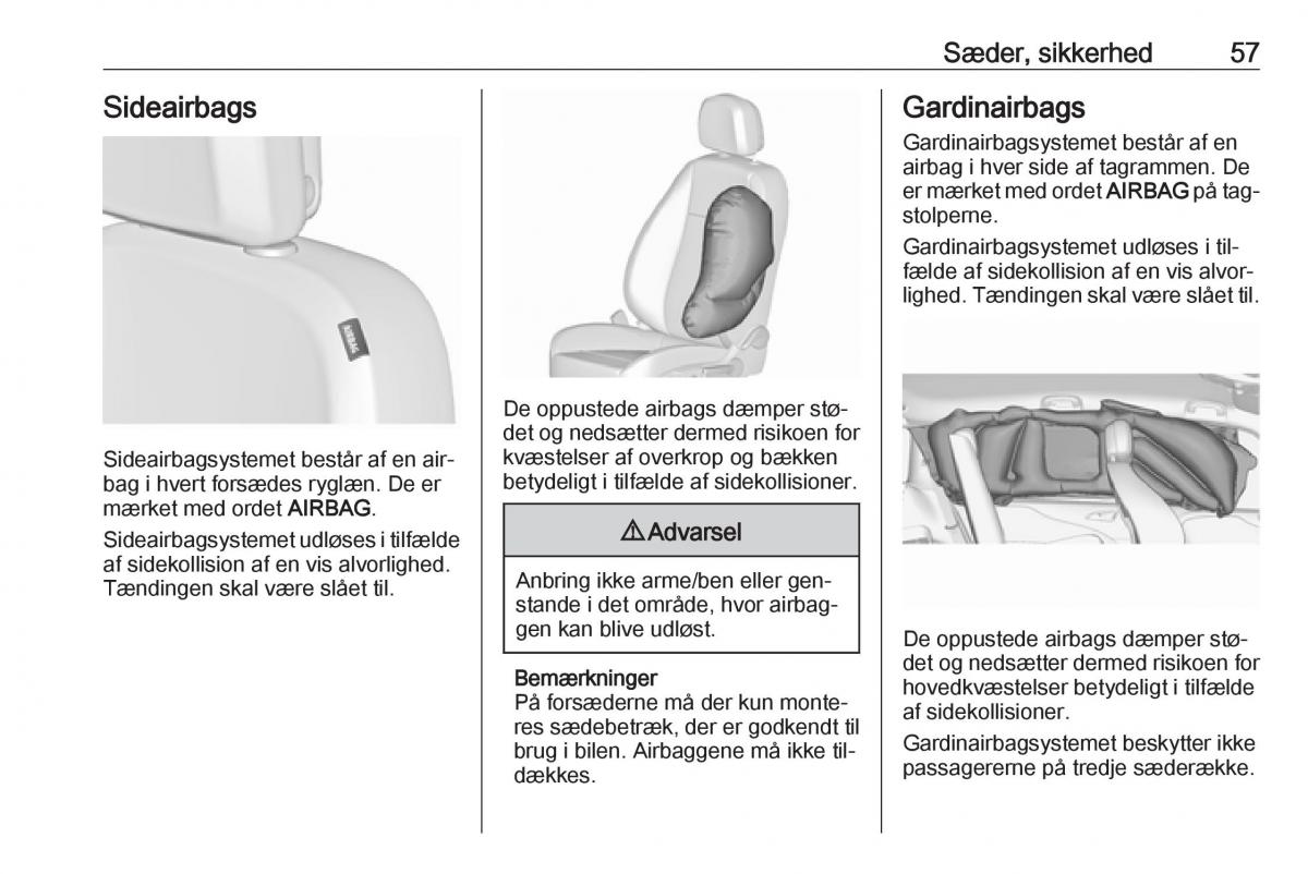 Opel Zafira C Tourer Bilens instruktionsbog / page 59