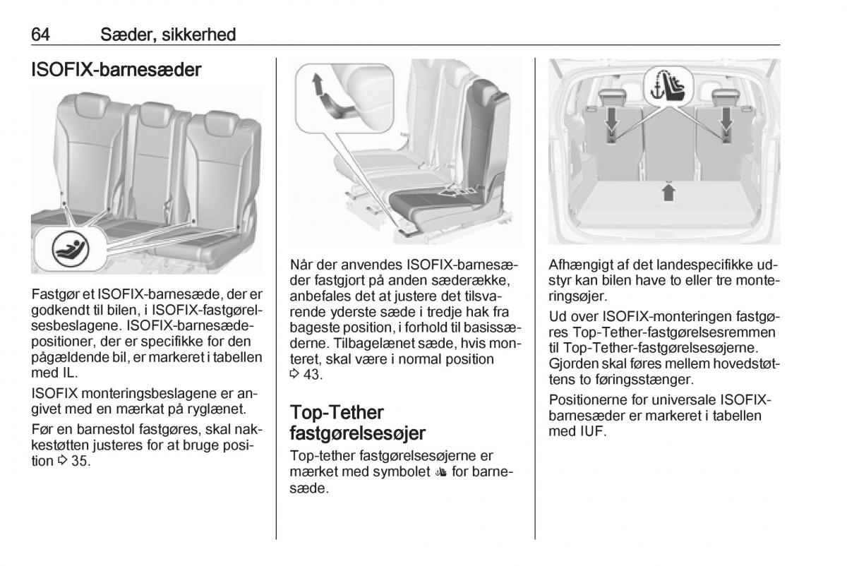 manual  Opel Zafira C Tourer Bilens instruktionsbog / page 66