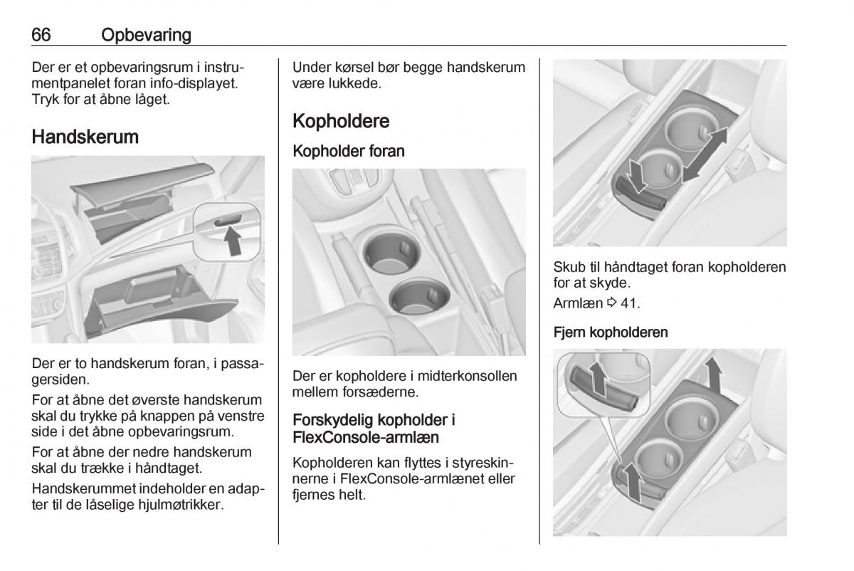 manual  Opel Zafira C Tourer Bilens instruktionsbog / page 68