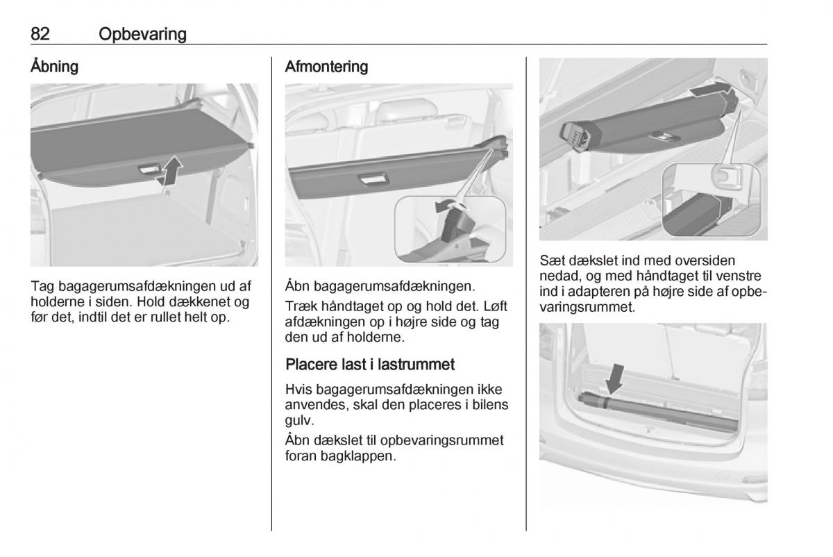 manual  Opel Zafira C Tourer Bilens instruktionsbog / page 84