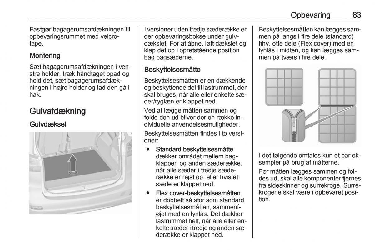 manual  Opel Zafira C Tourer Bilens instruktionsbog / page 85