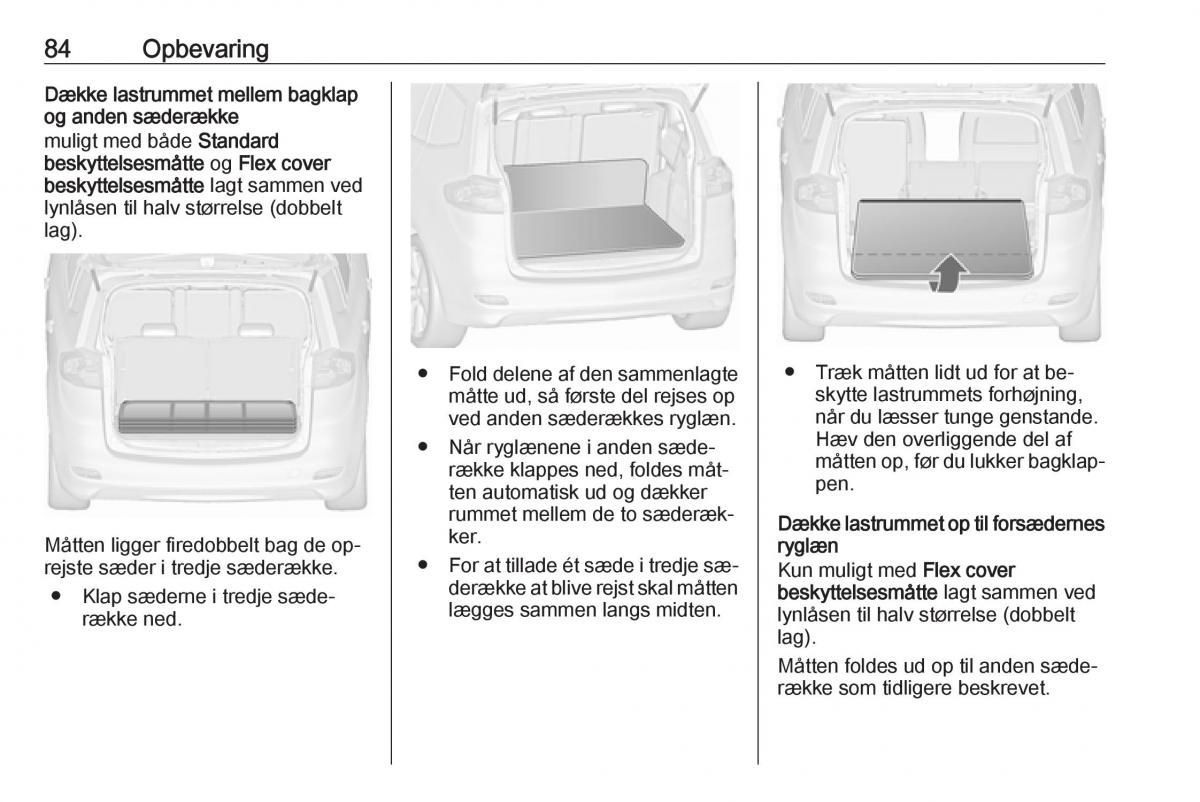 manual  Opel Zafira C Tourer Bilens instruktionsbog / page 86