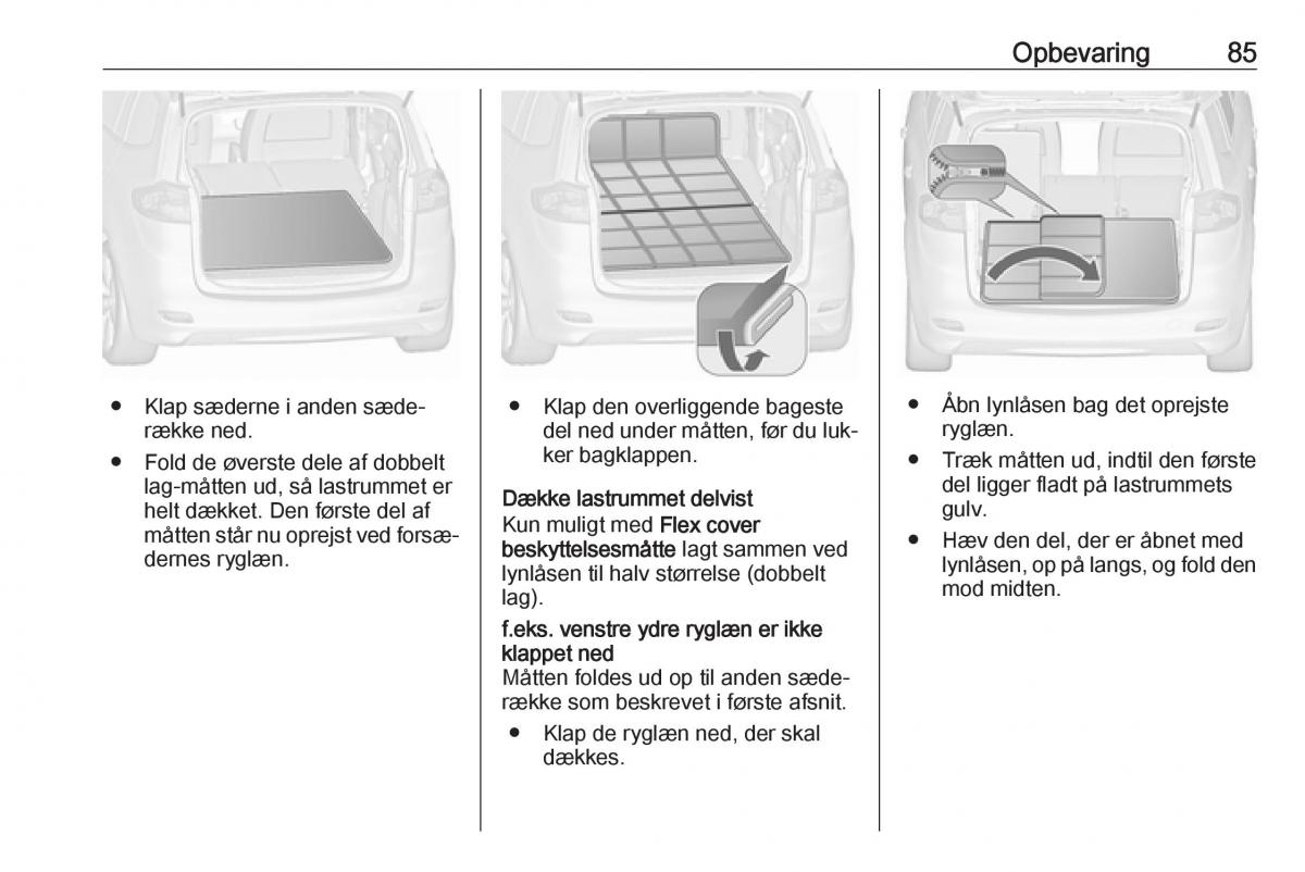 manual  Opel Zafira C Tourer Bilens instruktionsbog / page 87