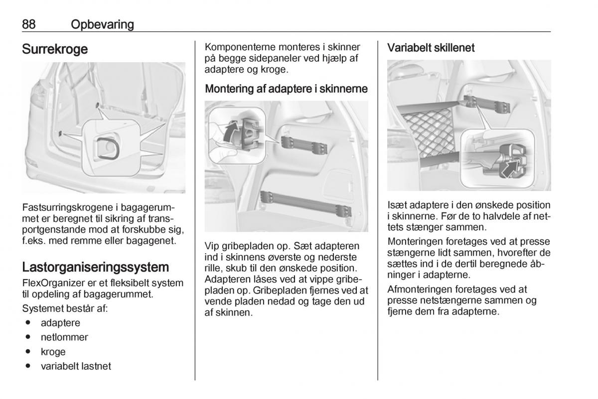 manual  Opel Zafira C Tourer Bilens instruktionsbog / page 90