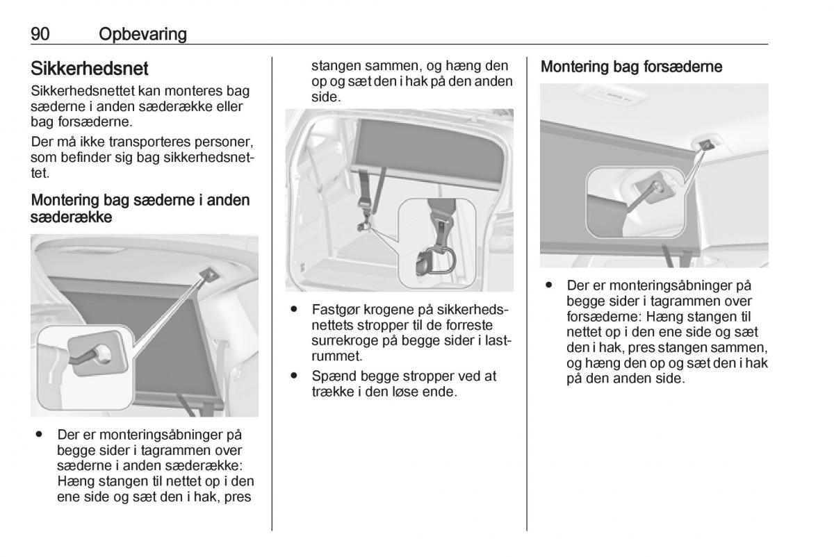 manual  Opel Zafira C Tourer Bilens instruktionsbog / page 92