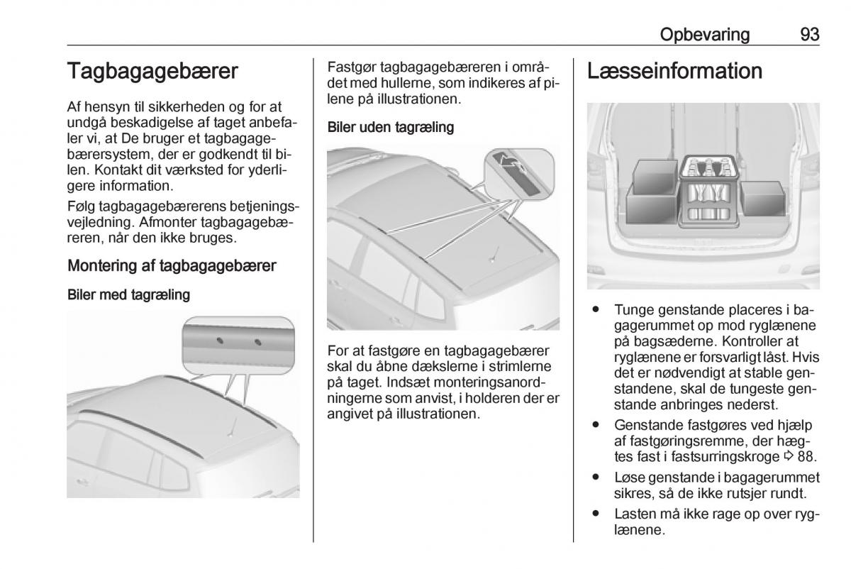 manual  Opel Zafira C Tourer Bilens instruktionsbog / page 95