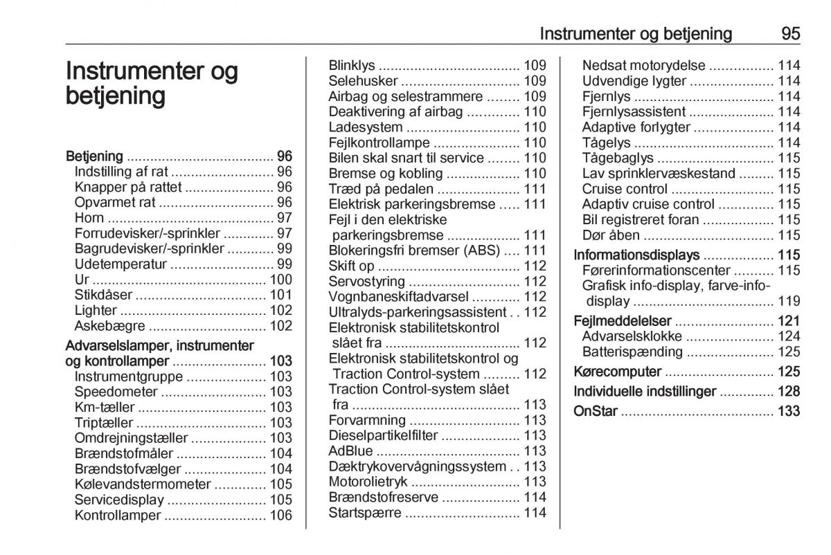 manual  Opel Zafira C Tourer Bilens instruktionsbog / page 97