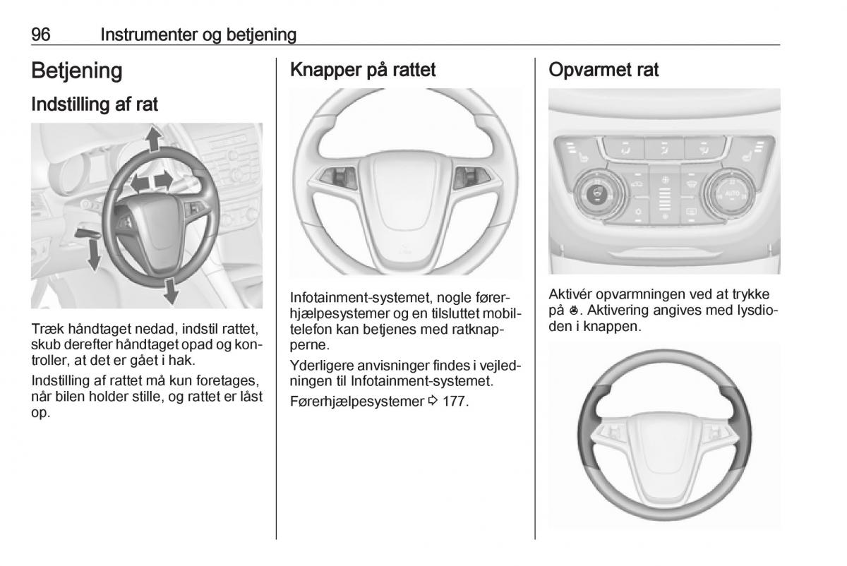 manual  Opel Zafira C Tourer Bilens instruktionsbog / page 98