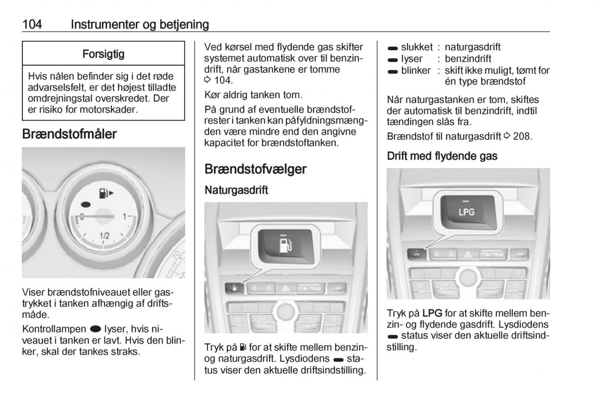 manual  Opel Zafira C Tourer Bilens instruktionsbog / page 106