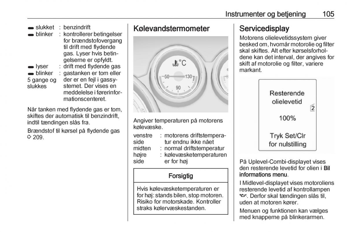 manual  Opel Zafira C Tourer Bilens instruktionsbog / page 107