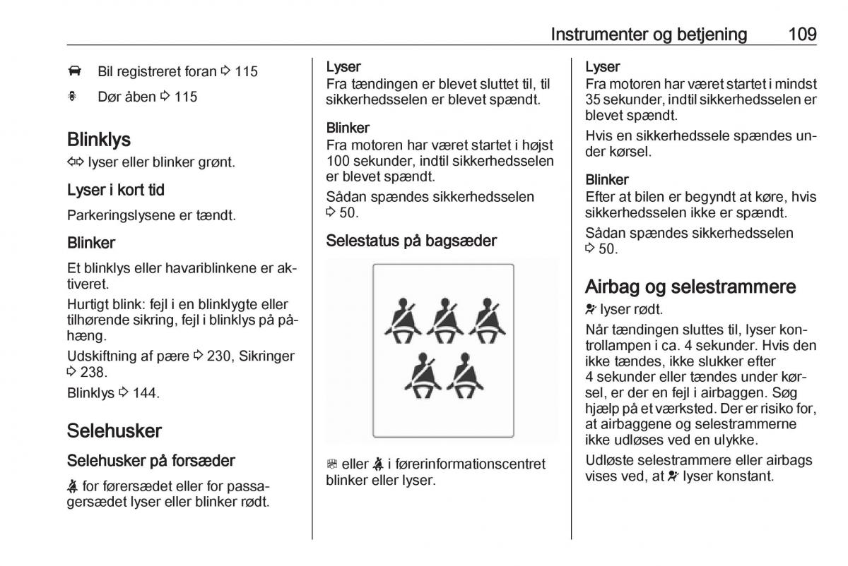 manual  Opel Zafira C Tourer Bilens instruktionsbog / page 111