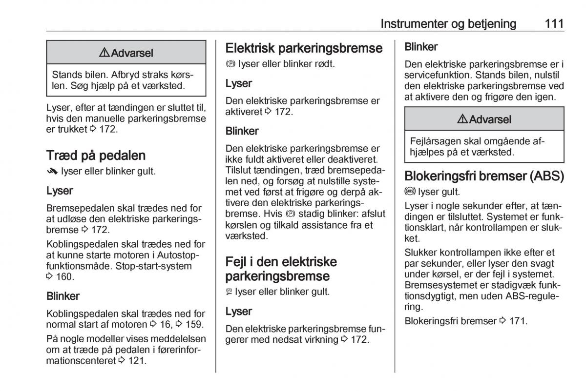 manual  Opel Zafira C Tourer Bilens instruktionsbog / page 113