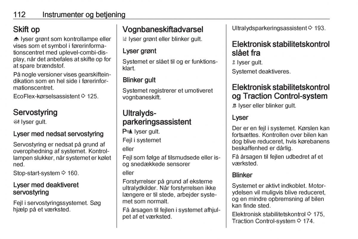 manual  Opel Zafira C Tourer Bilens instruktionsbog / page 114