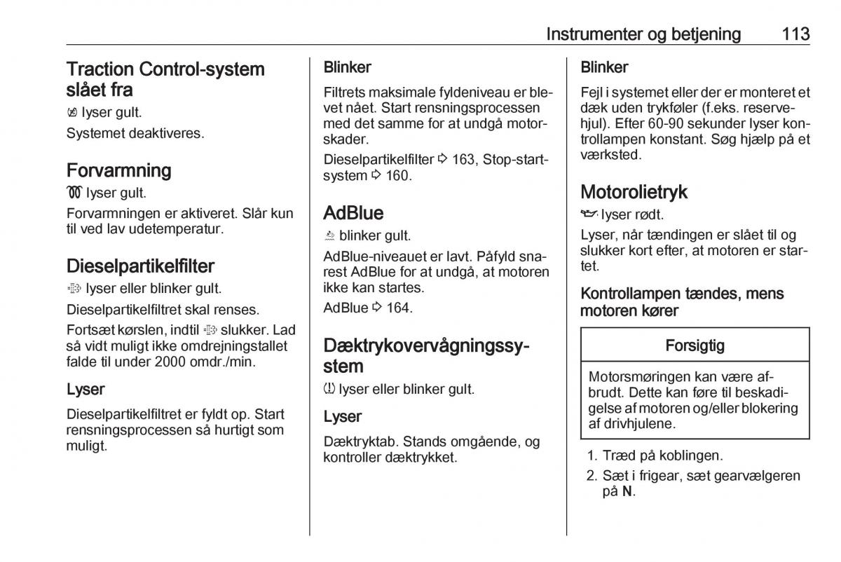 manual  Opel Zafira C Tourer Bilens instruktionsbog / page 115