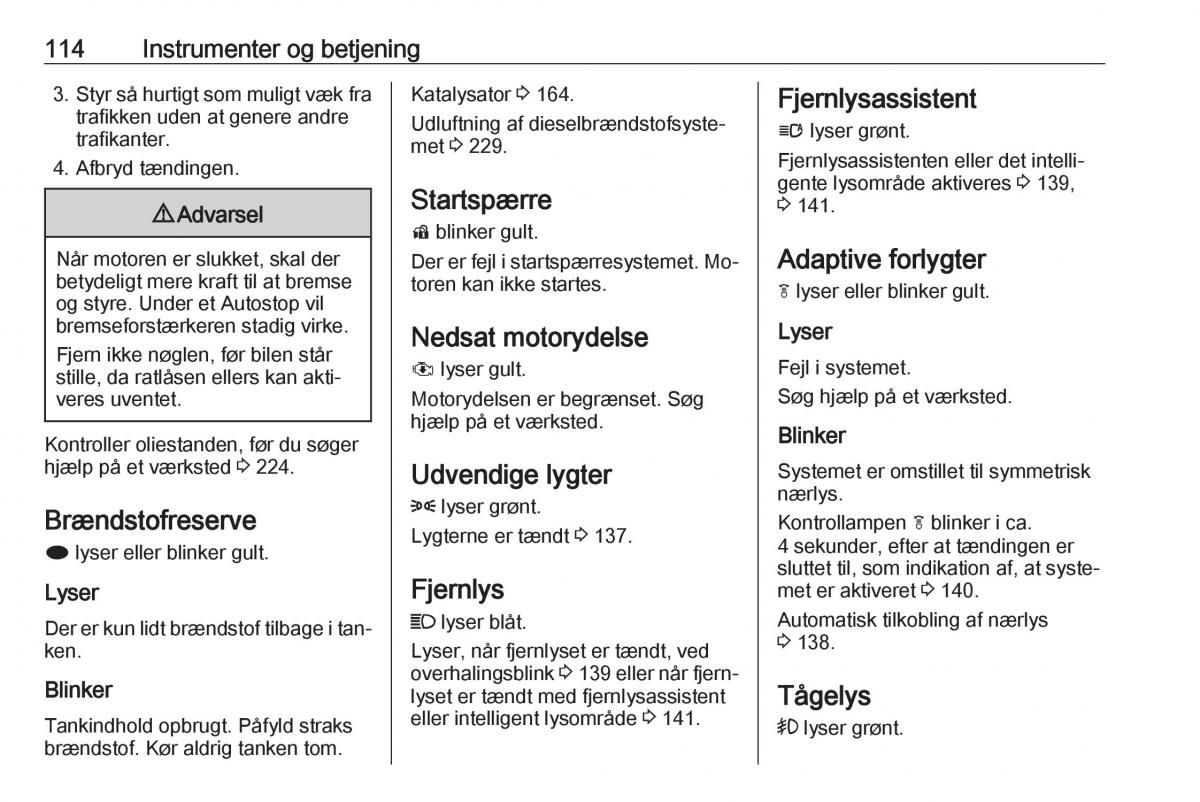 manual  Opel Zafira C Tourer Bilens instruktionsbog / page 116