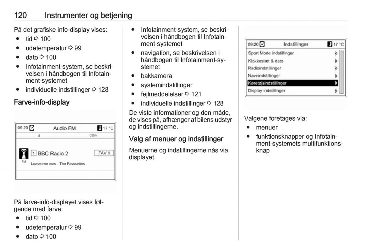 manual  Opel Zafira C Tourer Bilens instruktionsbog / page 122