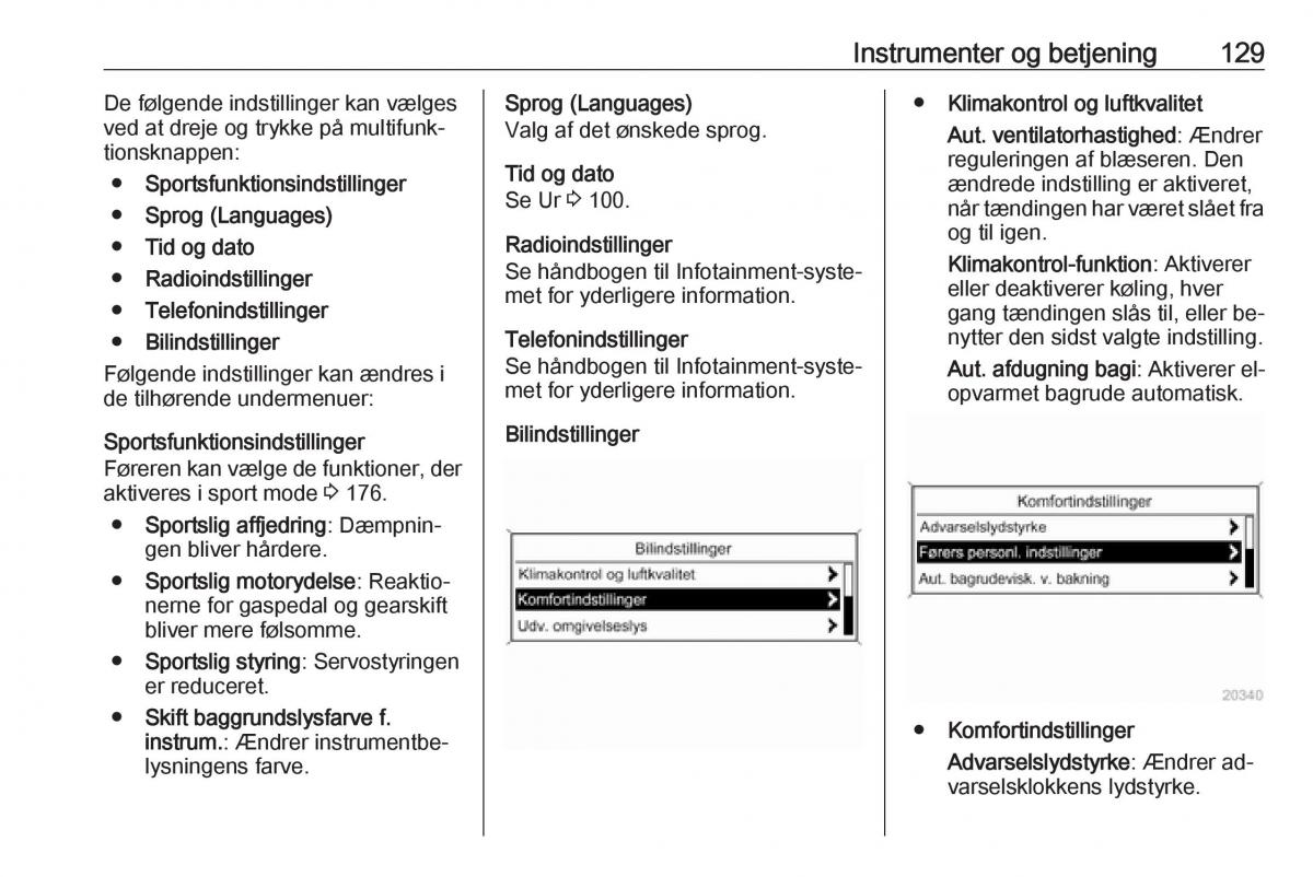 manual  Opel Zafira C Tourer Bilens instruktionsbog / page 131