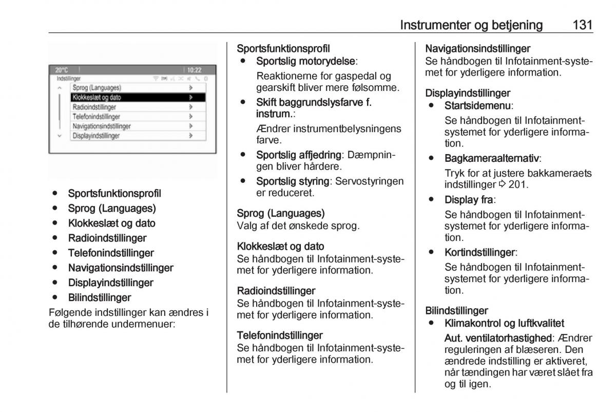 manual  Opel Zafira C Tourer Bilens instruktionsbog / page 133