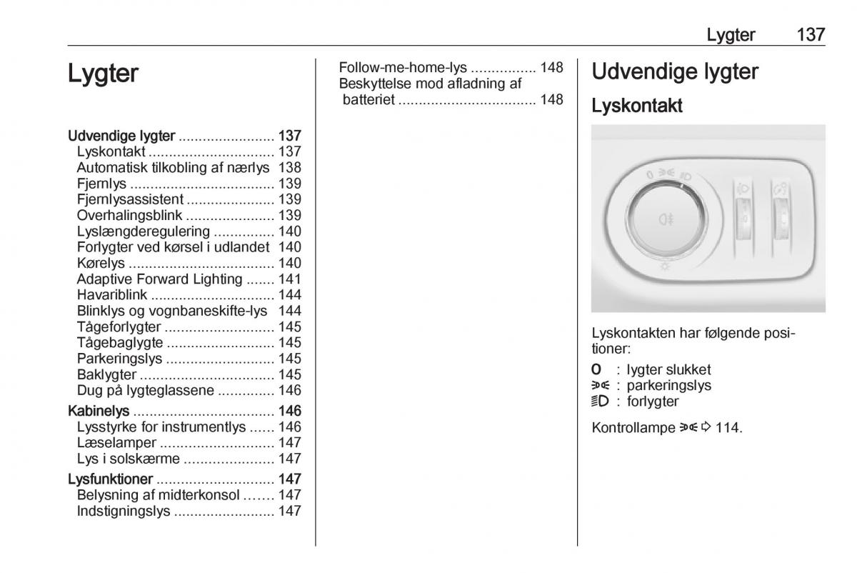 manual  Opel Zafira C Tourer Bilens instruktionsbog / page 139