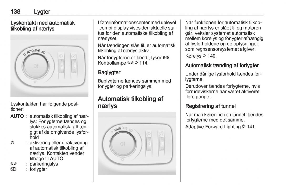 manual  Opel Zafira C Tourer Bilens instruktionsbog / page 140