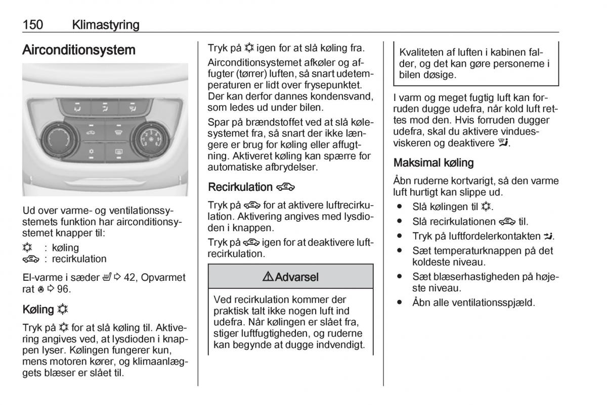 manual  Opel Zafira C Tourer Bilens instruktionsbog / page 152