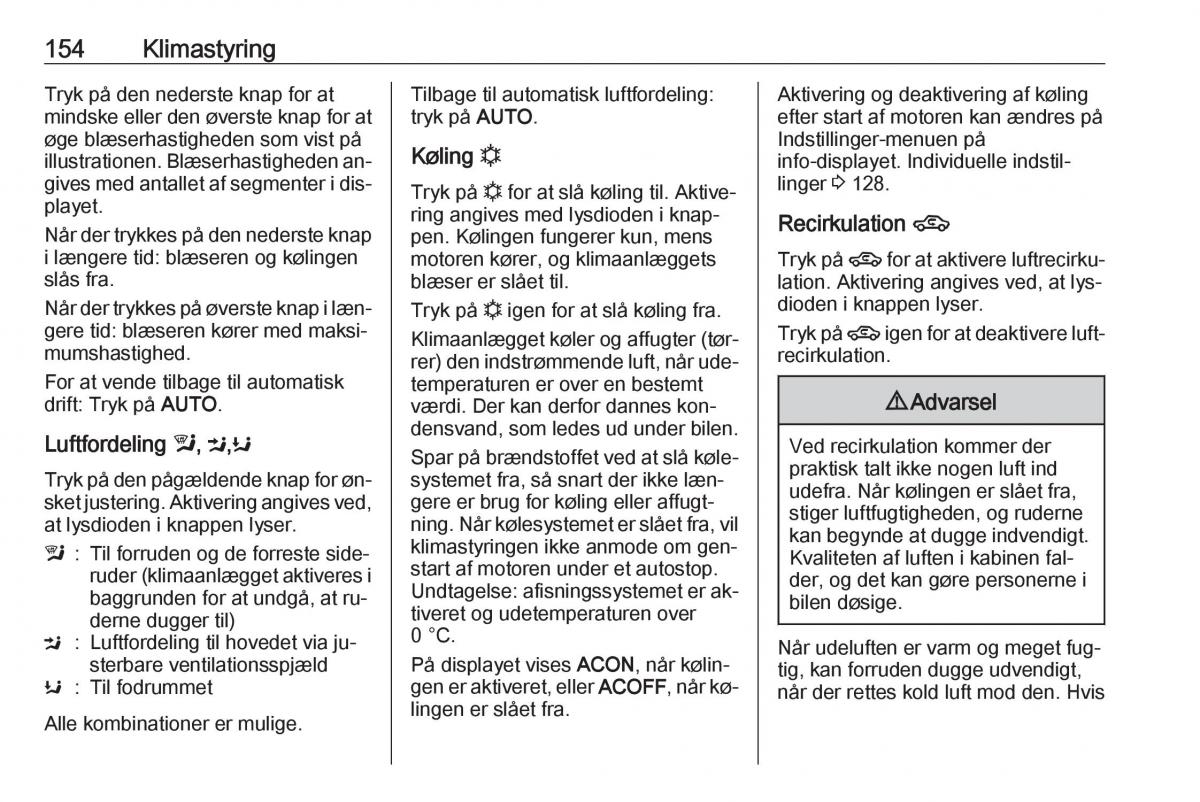 manual  Opel Zafira C Tourer Bilens instruktionsbog / page 156