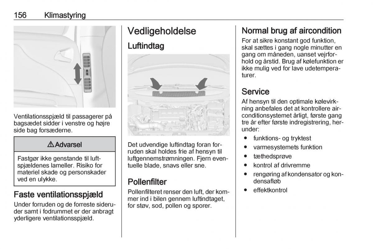 manual  Opel Zafira C Tourer Bilens instruktionsbog / page 158