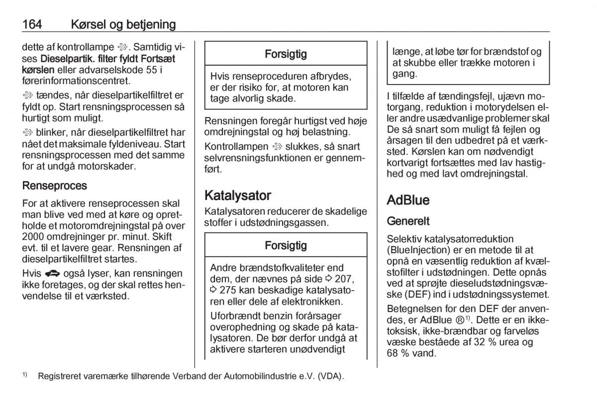 manual  Opel Zafira C Tourer Bilens instruktionsbog / page 166