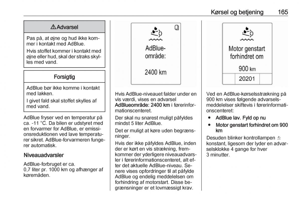 manual  Opel Zafira C Tourer Bilens instruktionsbog / page 167