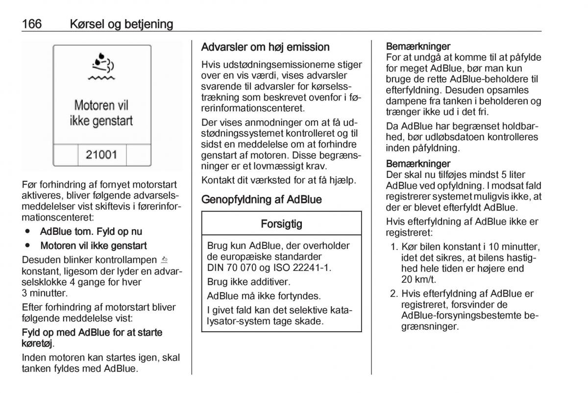 manual  Opel Zafira C Tourer Bilens instruktionsbog / page 168