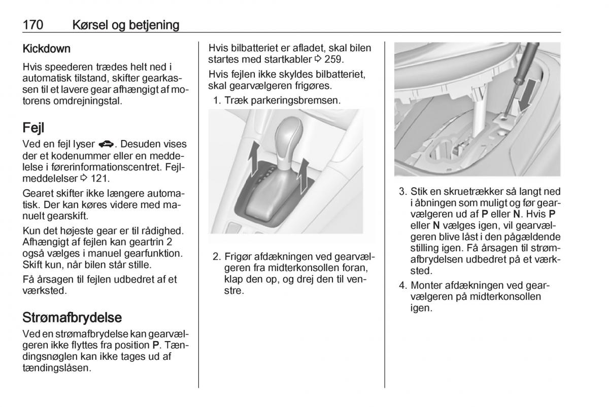 manual  Opel Zafira C Tourer Bilens instruktionsbog / page 172