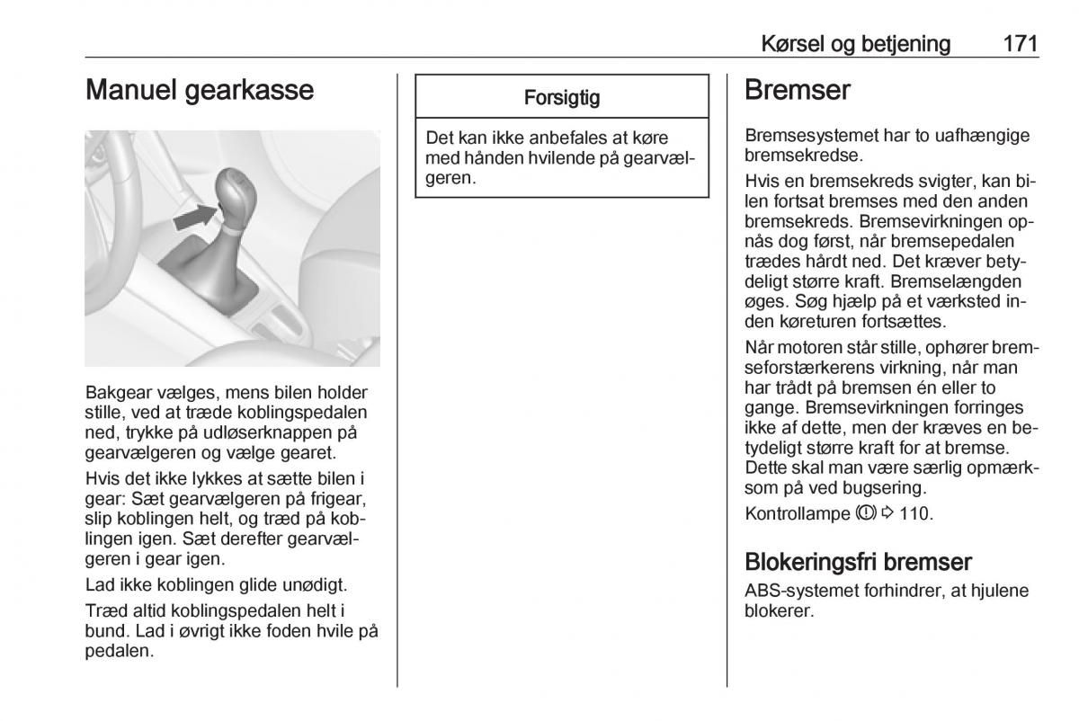 manual  Opel Zafira C Tourer Bilens instruktionsbog / page 173