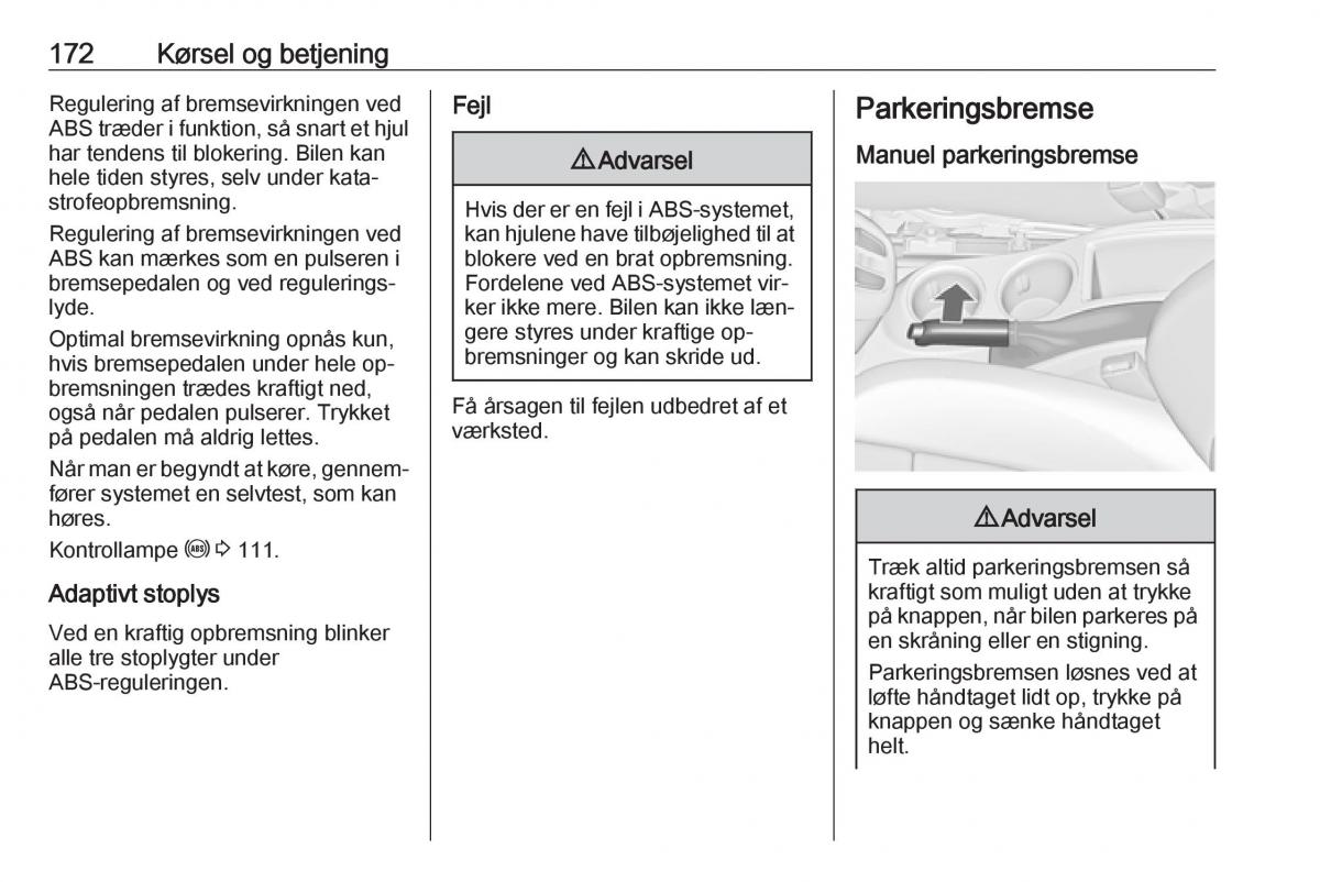 manual  Opel Zafira C Tourer Bilens instruktionsbog / page 174