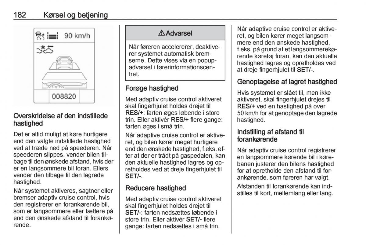 manual  Opel Zafira C Tourer Bilens instruktionsbog / page 184