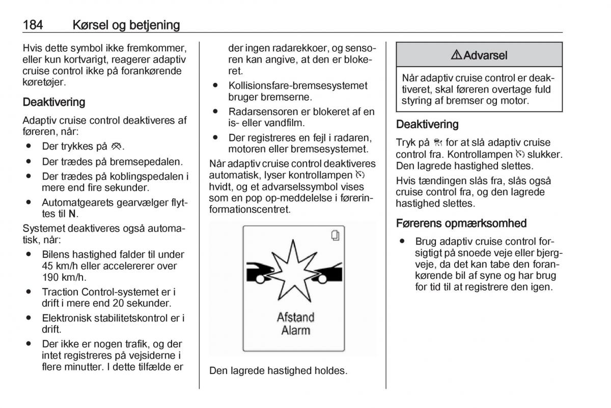 manual  Opel Zafira C Tourer Bilens instruktionsbog / page 186