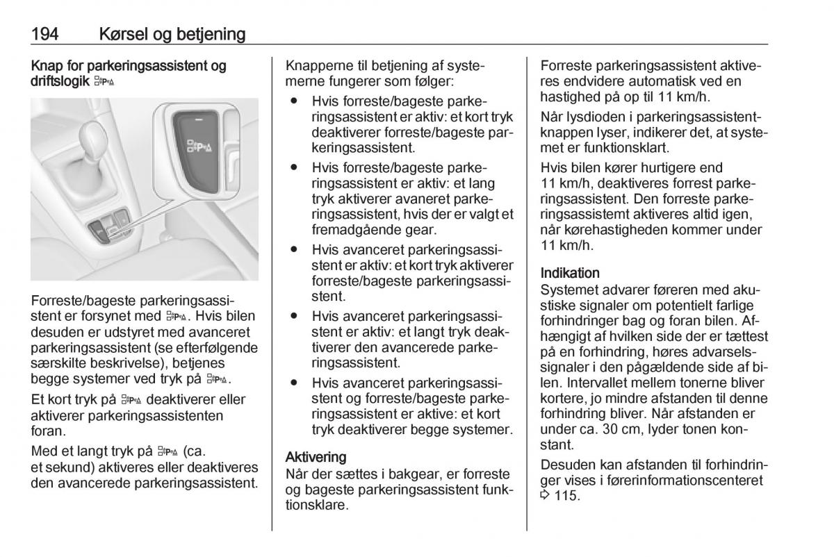 manual  Opel Zafira C Tourer Bilens instruktionsbog / page 196