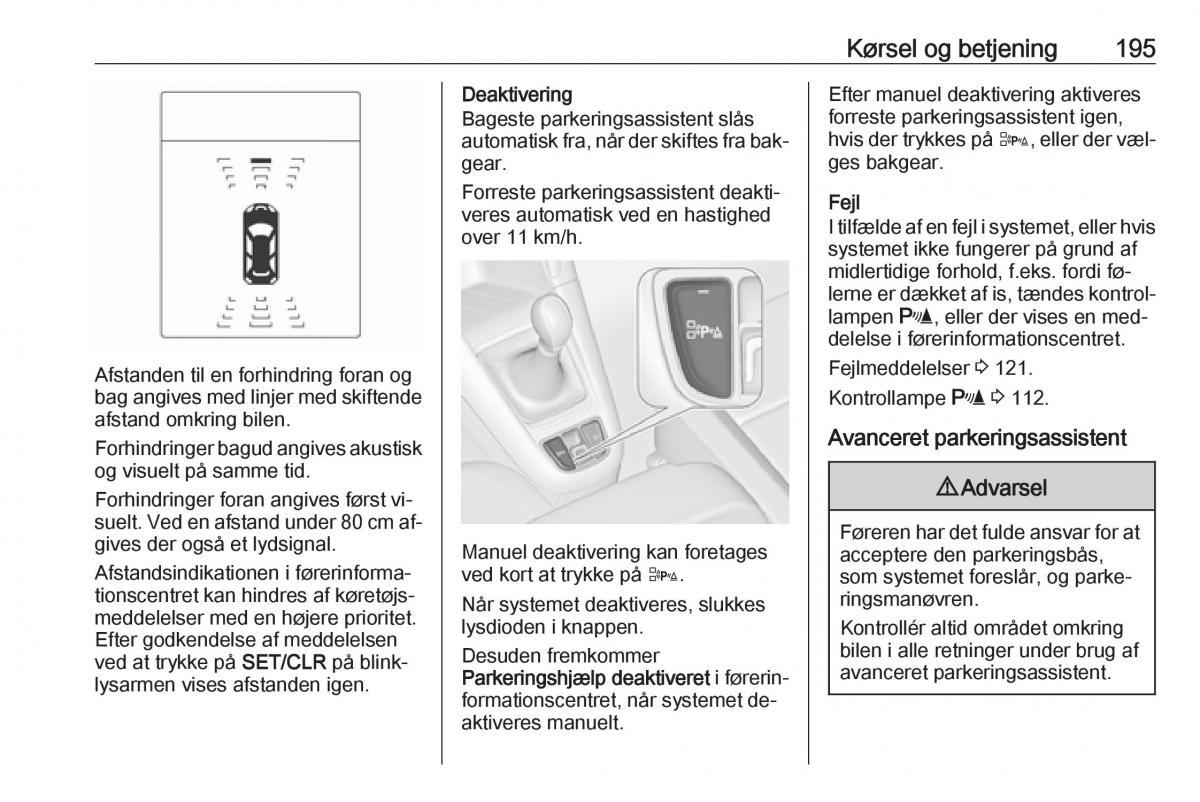 manual  Opel Zafira C Tourer Bilens instruktionsbog / page 197