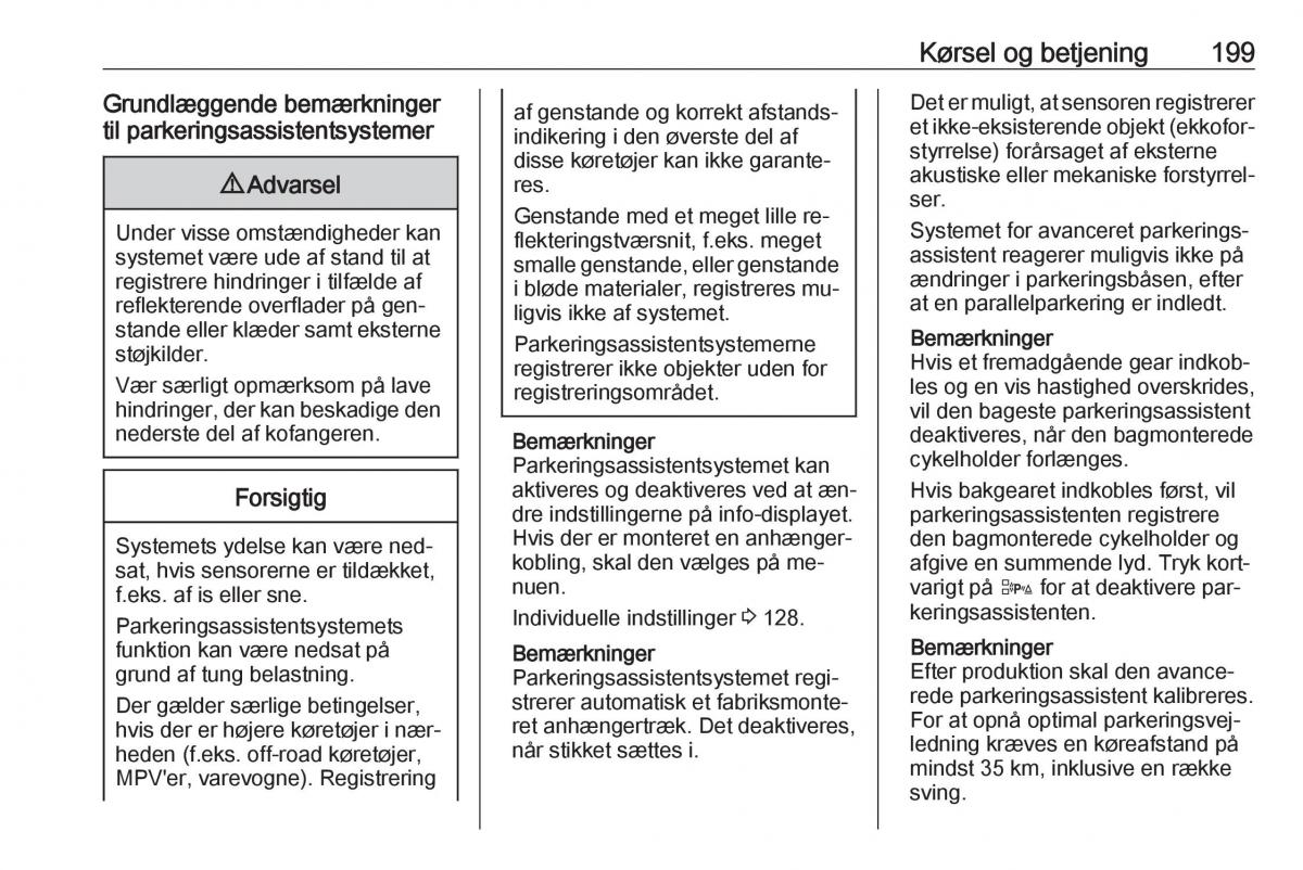 manual  Opel Zafira C Tourer Bilens instruktionsbog / page 201